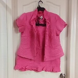 Danny & Nicole Pink Ruffled Blouse